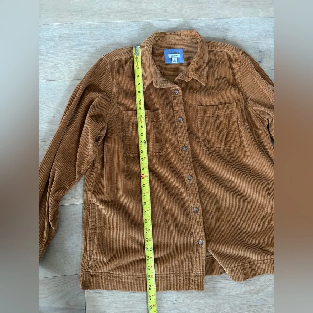LL Bean Comfort Corduroy Relaxed Shirt Cozy Saddle 100% Cotton Brown - Size 1X - Picture 5 of 7